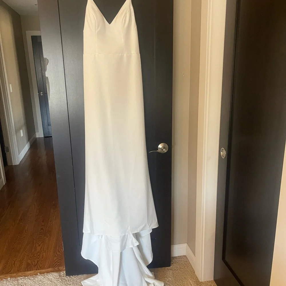 Simple Open Back Fit and Flare Wedding Dress - Picture 11 of 14